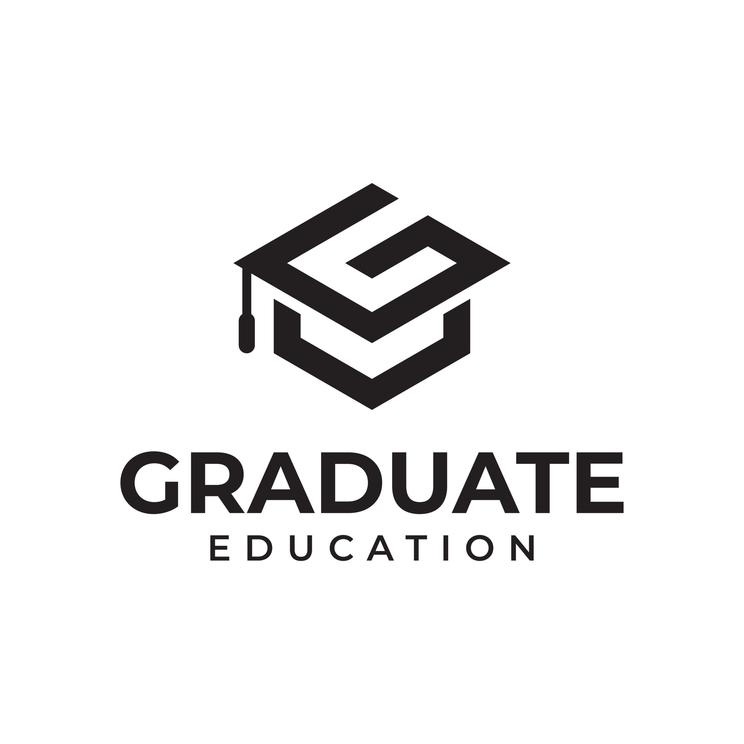 initial letter G for graduate education logo element with cap symbol icon. Online education logo design template